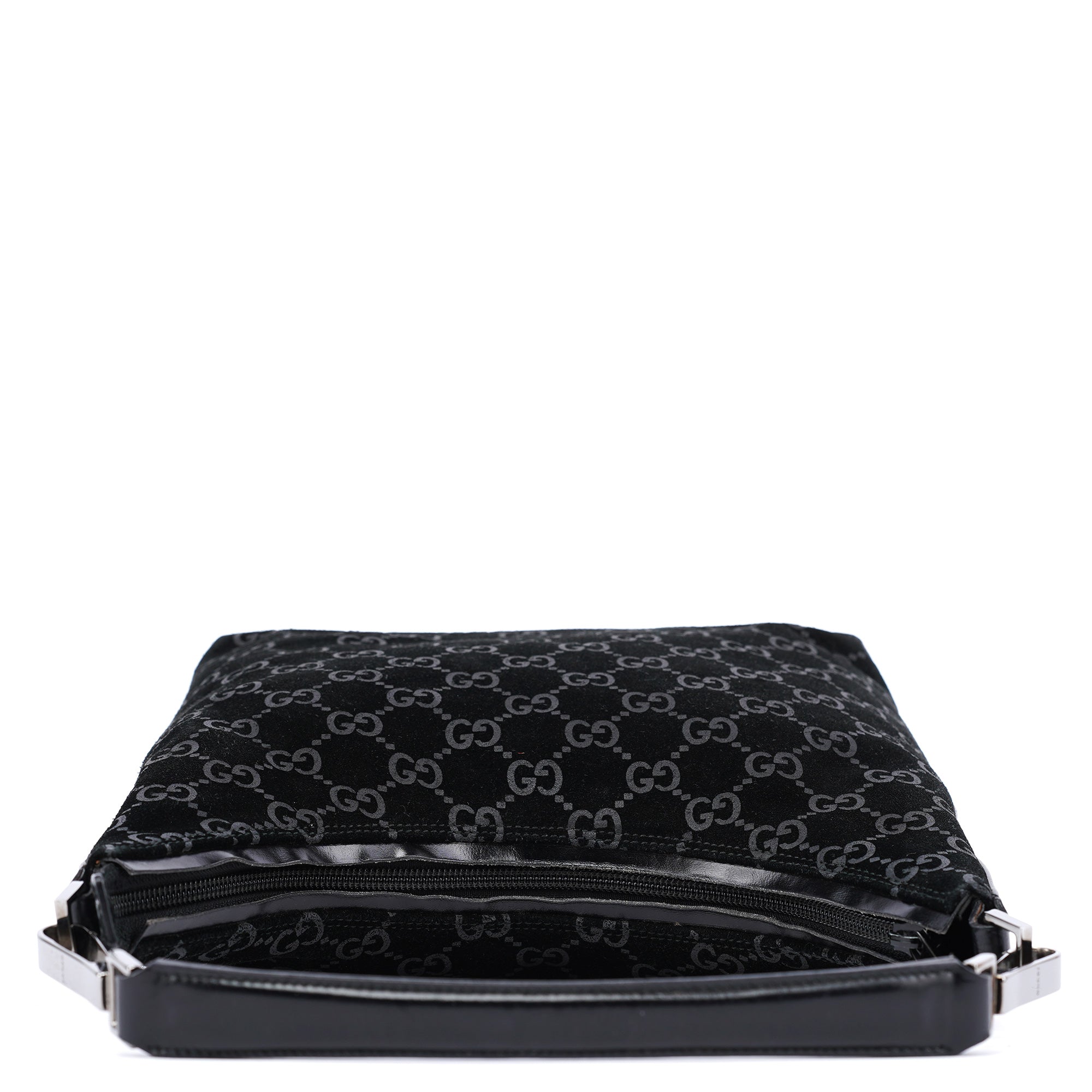1997 Black GG Suede Shoulder Bag