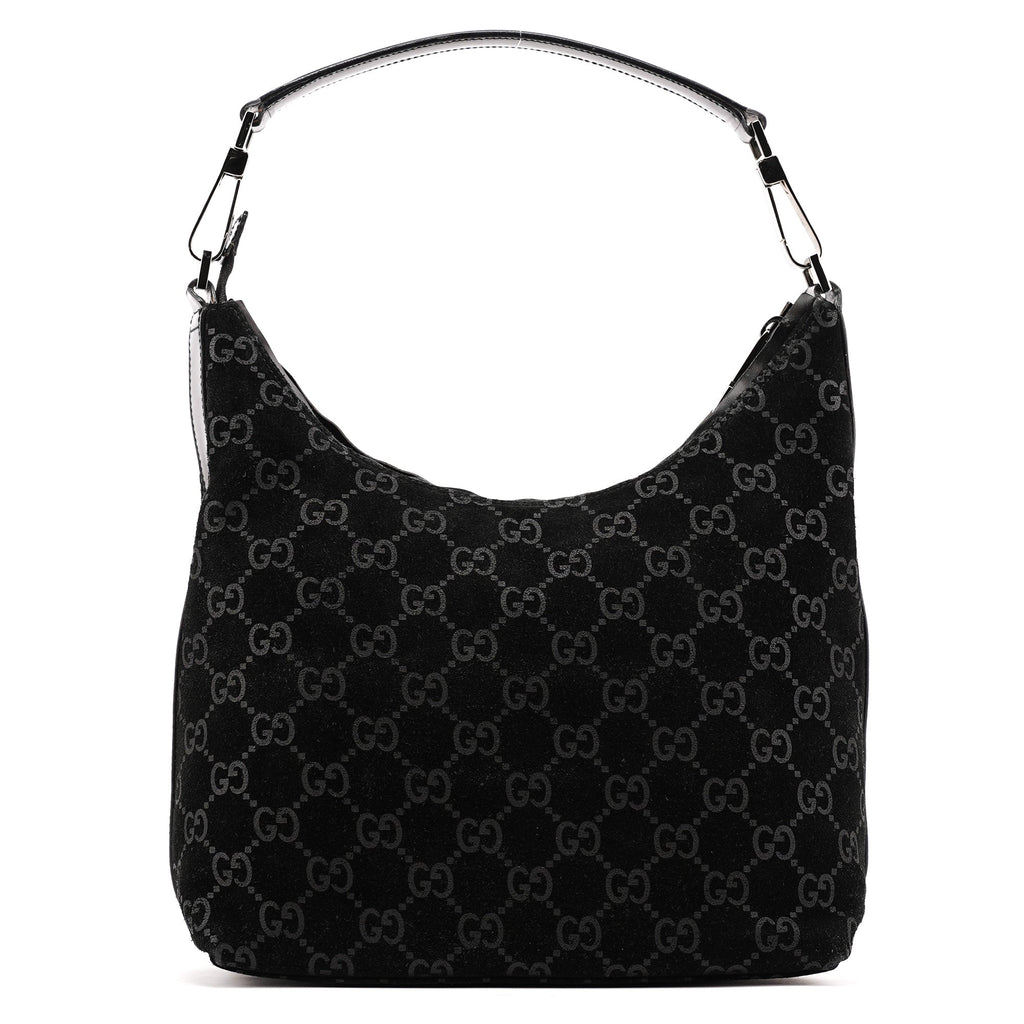 1997 Black GG Suede Shoulder Bag