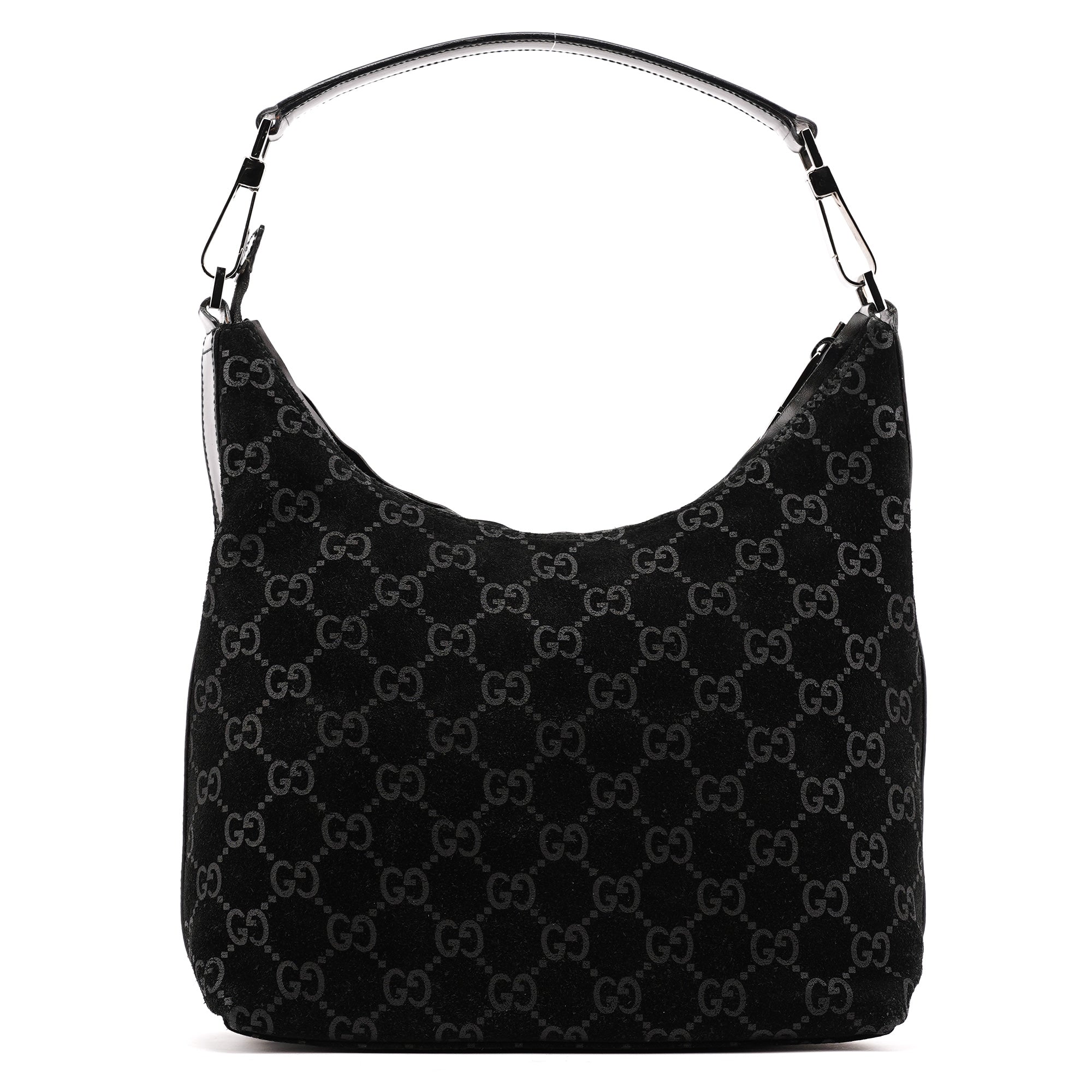 1997 Black GG Suede Shoulder Bag