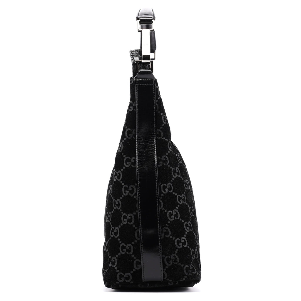 1997 Black GG Suede Shoulder Bag