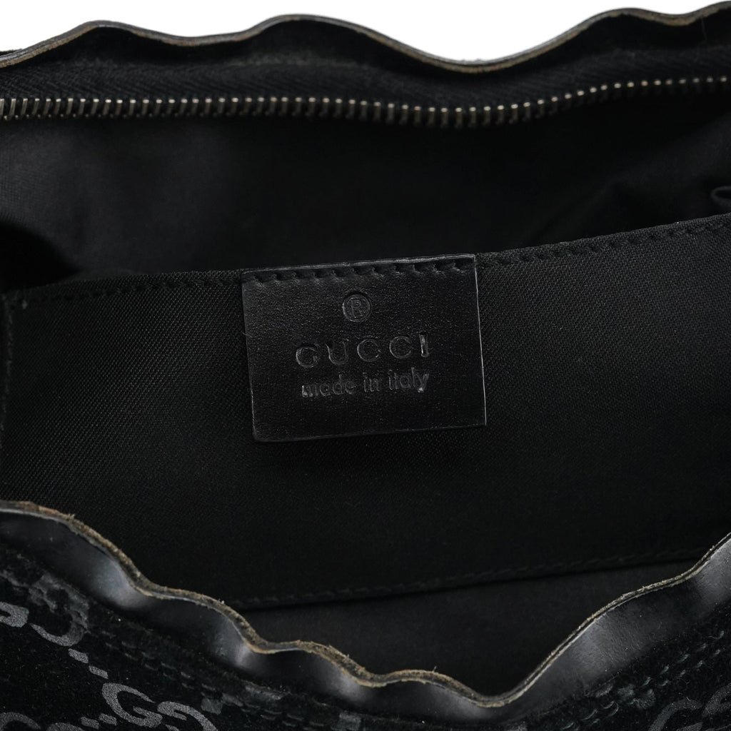 1997 Black GG Suede Shoulder Bag