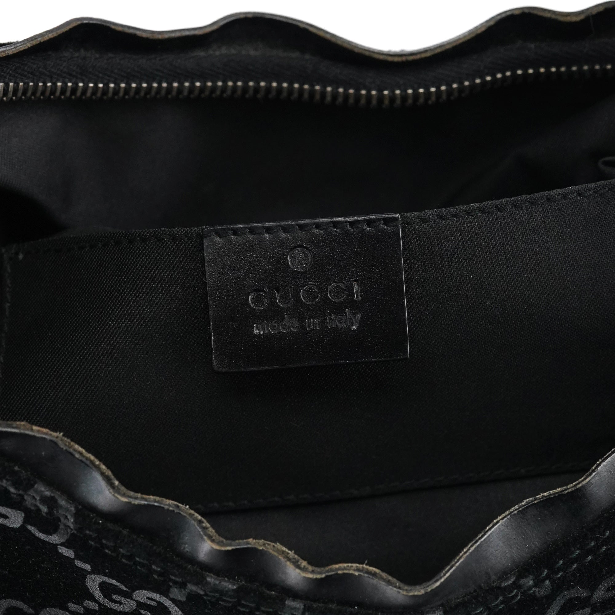 1997 Black GG Suede Shoulder Bag