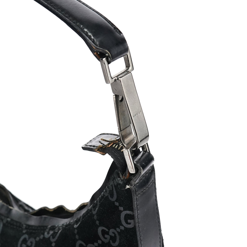 1997 Black GG Suede Shoulder Bag