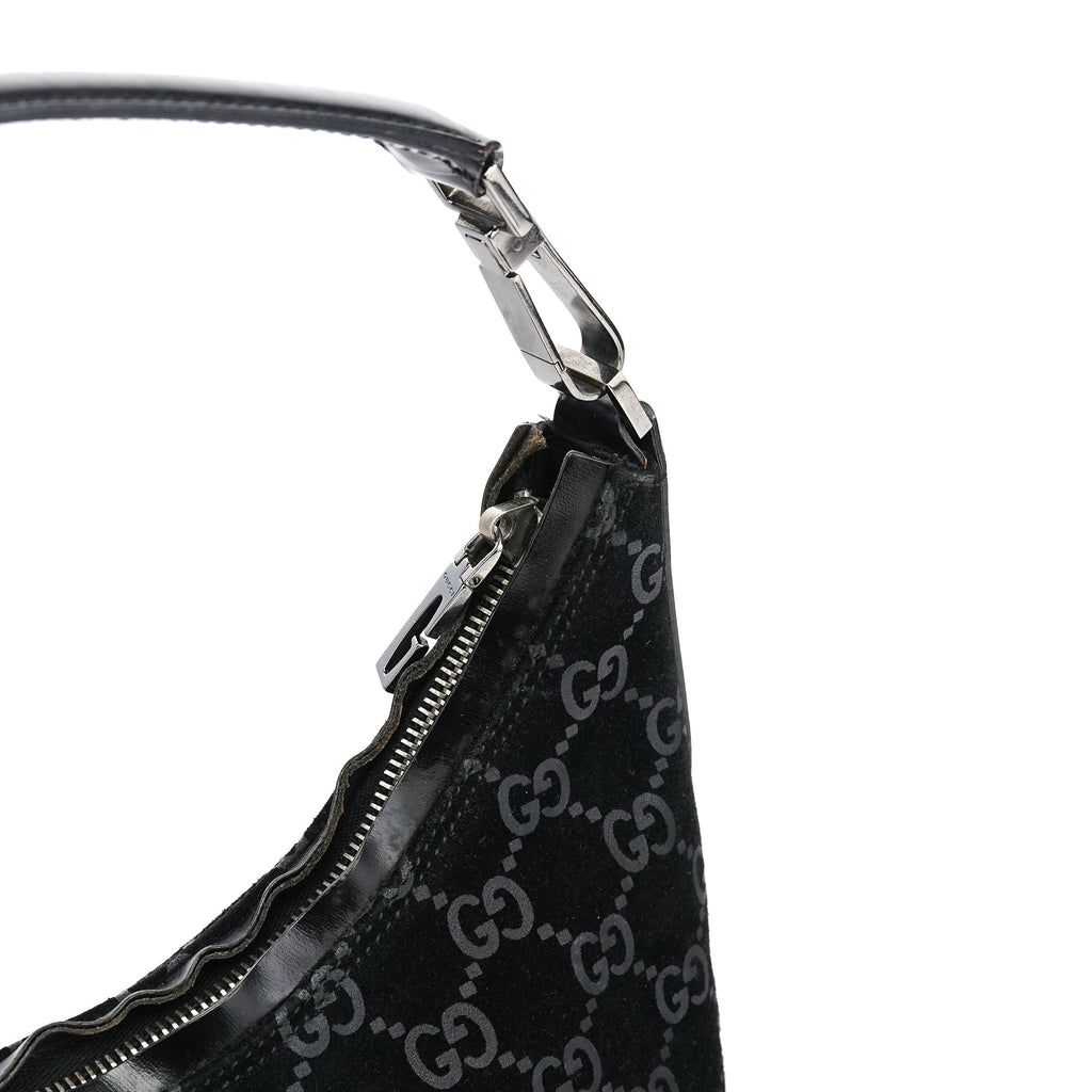 1997 Black GG Suede Shoulder Bag