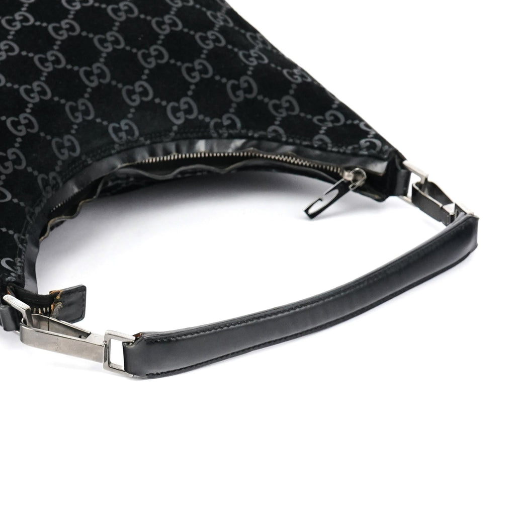1997 Black GG Suede Shoulder Bag