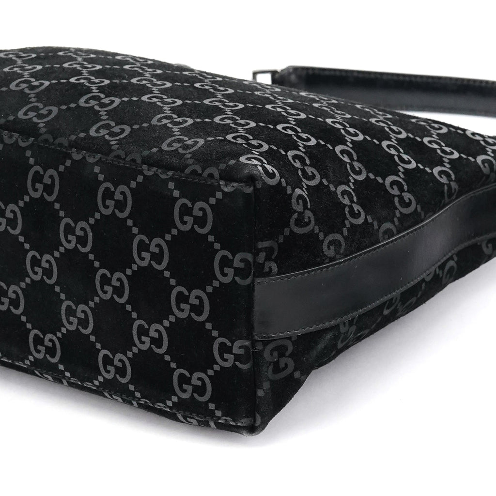 1997 Black GG Suede Shoulder Bag