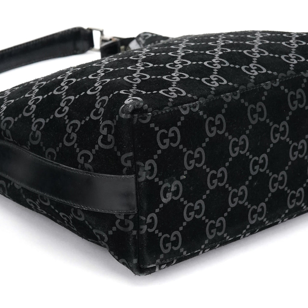 1997 Black GG Suede Shoulder Bag