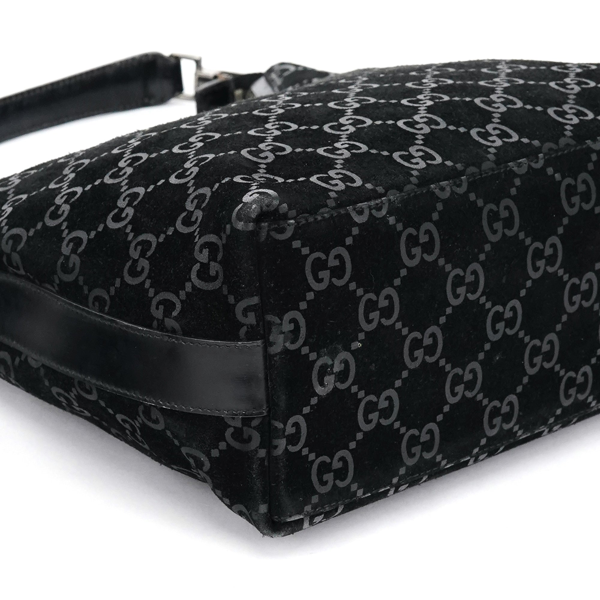 1997 Black GG Suede Shoulder Bag