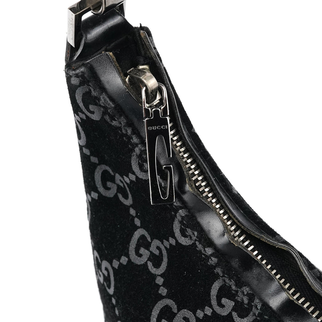 1997 Black GG Suede Shoulder Bag