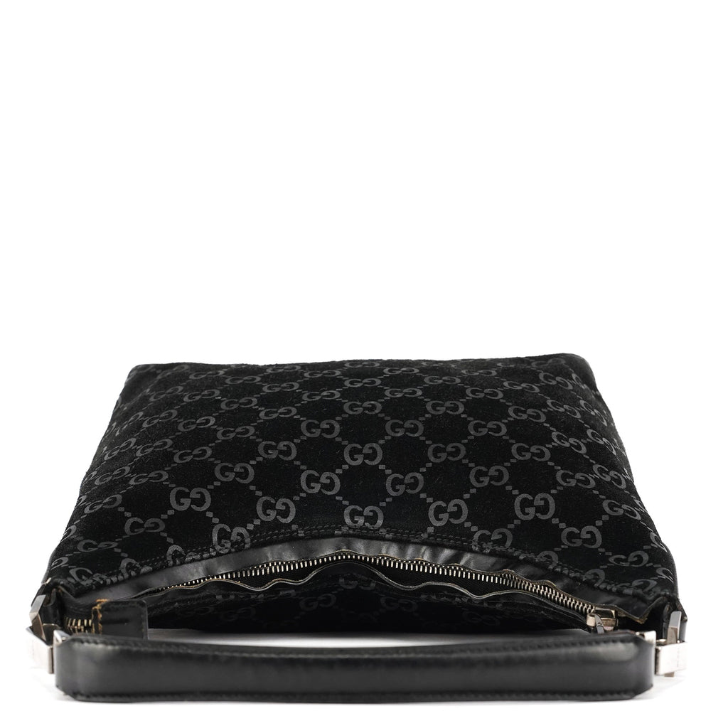 1997 Black GG Suede Shoulder Bag