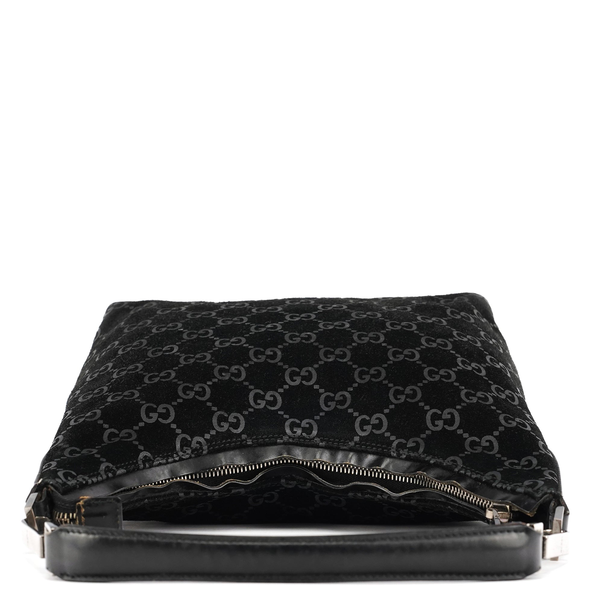 1997 Black GG Suede Shoulder Bag