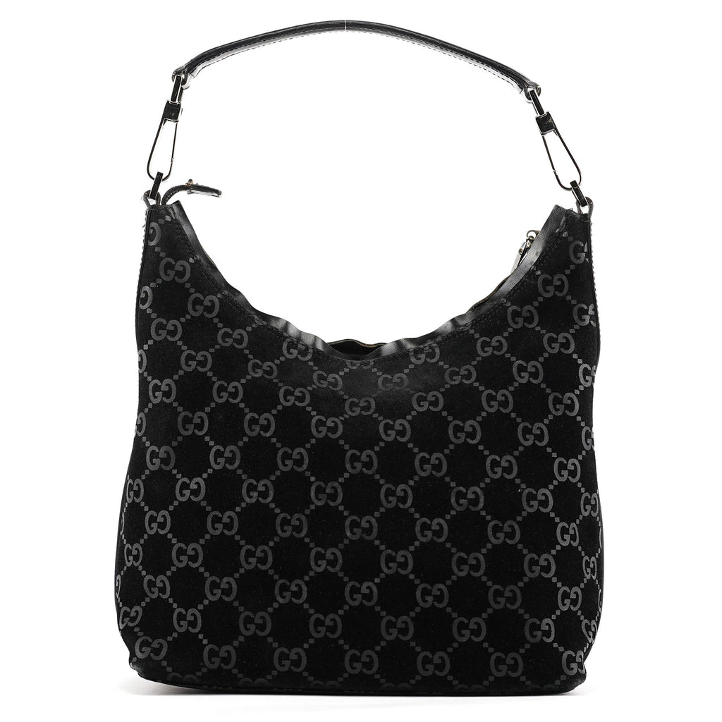 1997 Black GG Suede Shoulder Bag