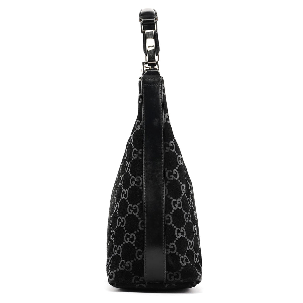 1997 Black GG Suede Shoulder Bag