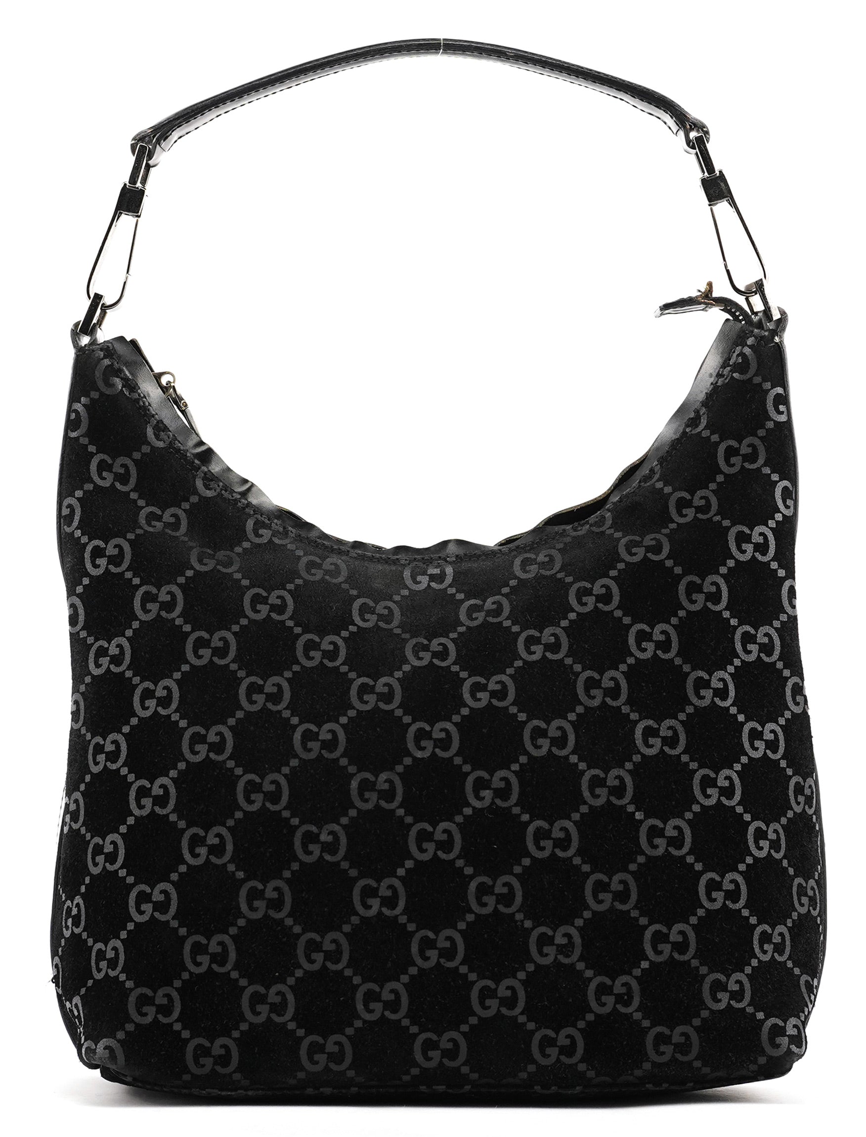 1997 Black GG Suede Shoulder Bag
