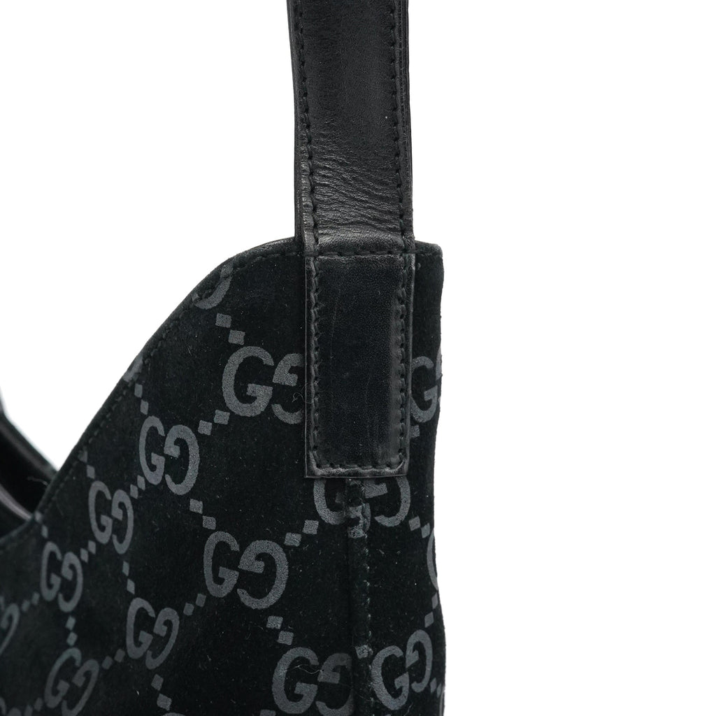 1997 Black GG Suede Shoulder Bag