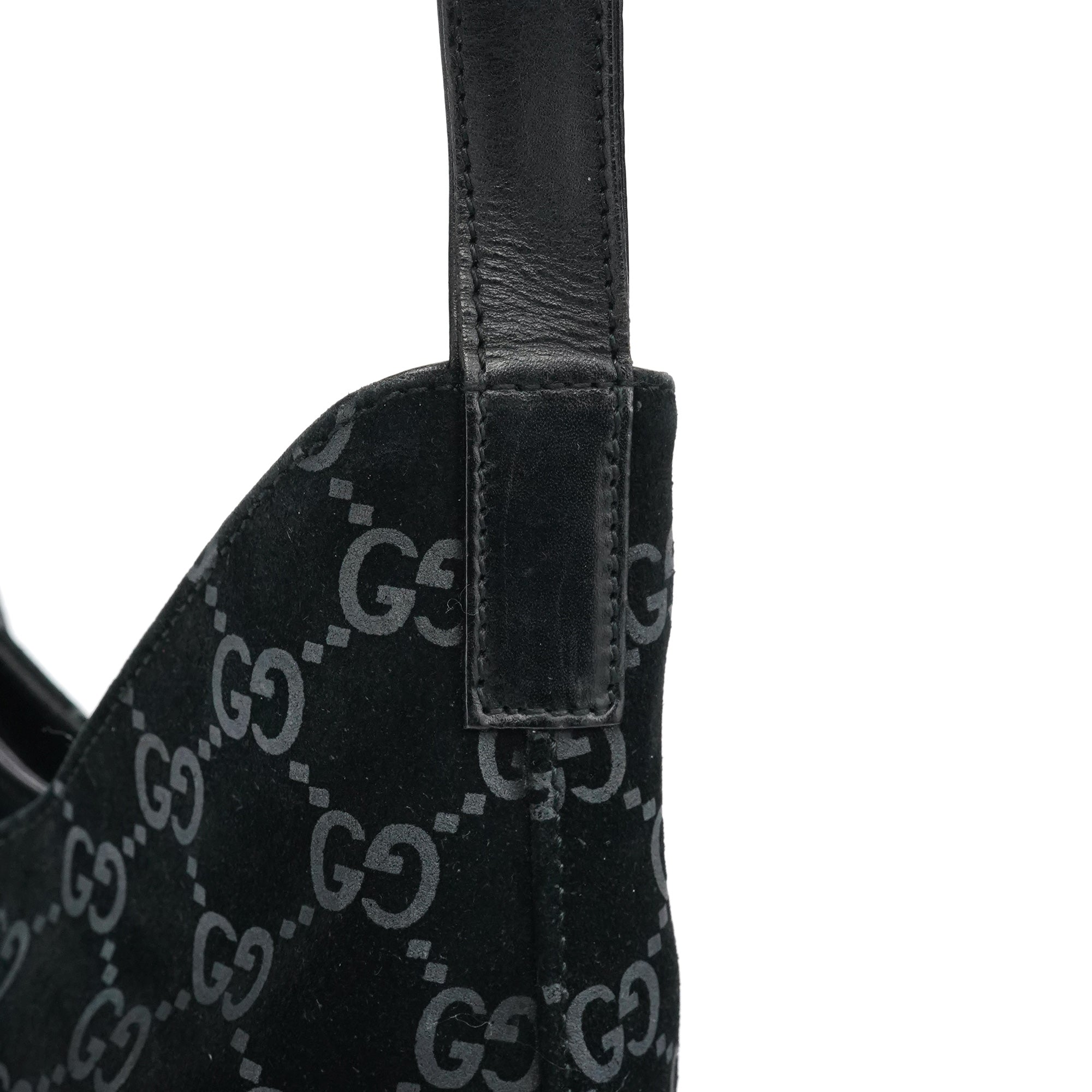 1997 Black GG Suede Shoulder Bag