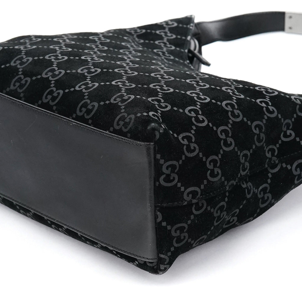 1997 Black GG Suede Shoulder Bag