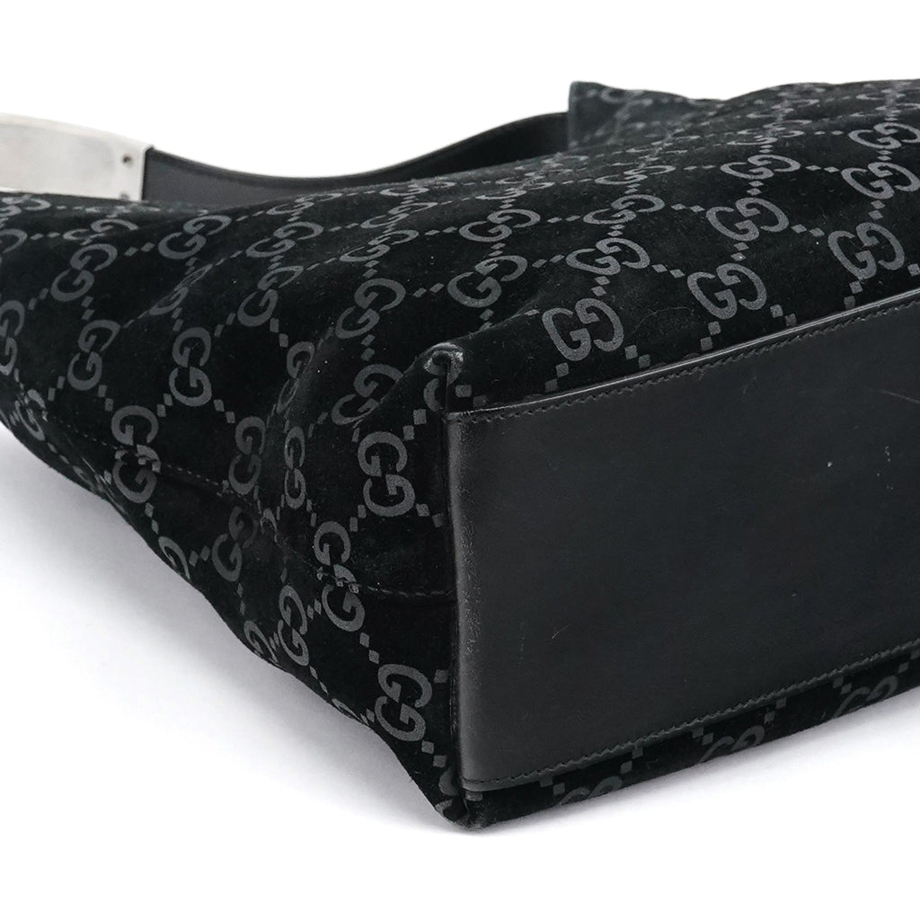 1997 Black GG Suede Shoulder Bag