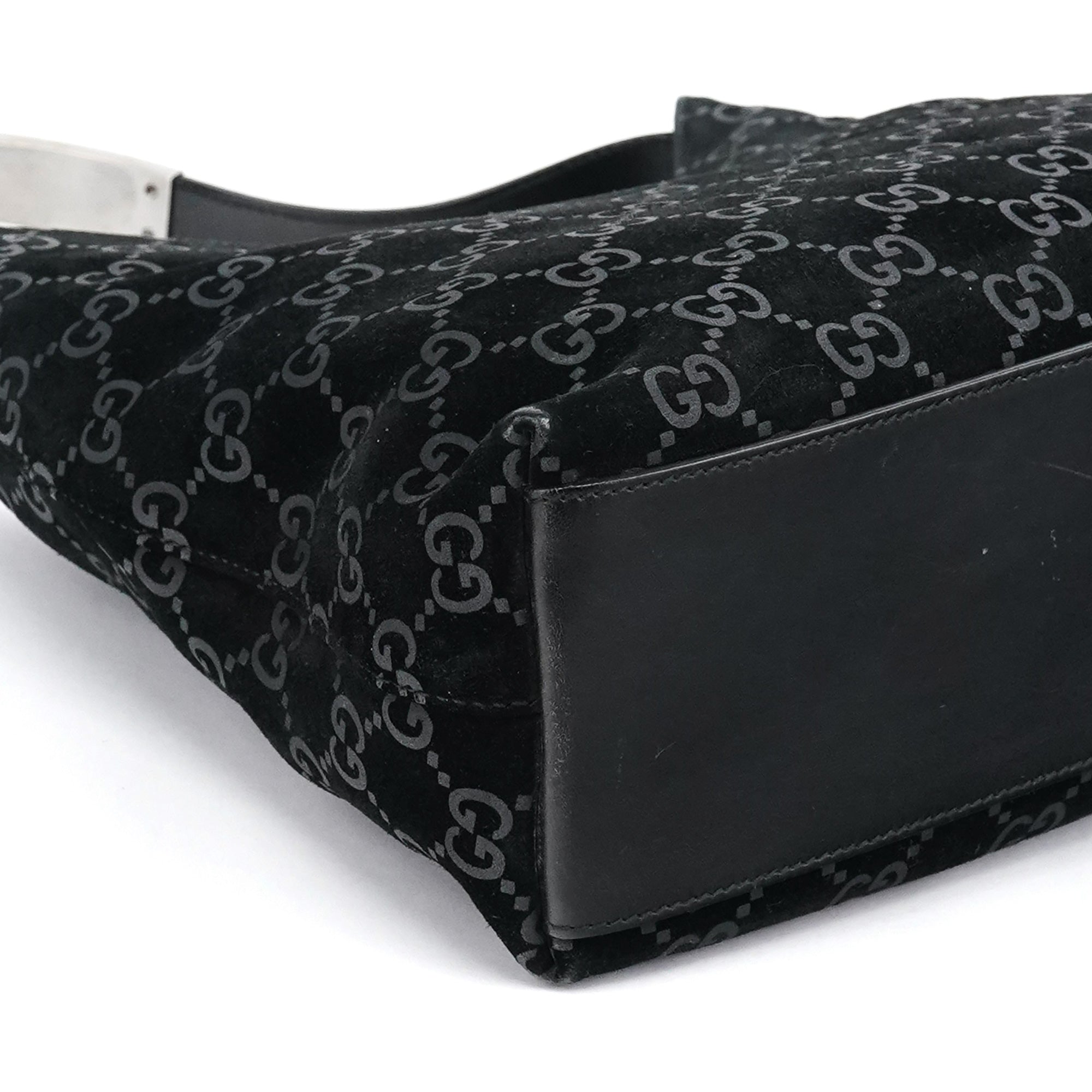 1997 Black GG Suede Shoulder Bag
