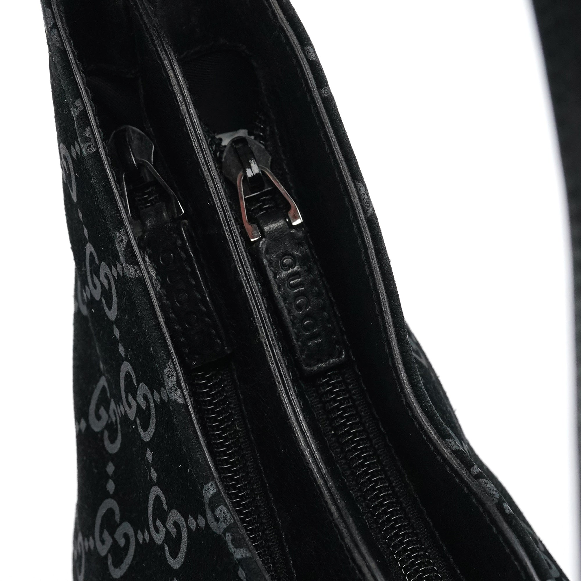1997 Black GG Suede Shoulder Bag