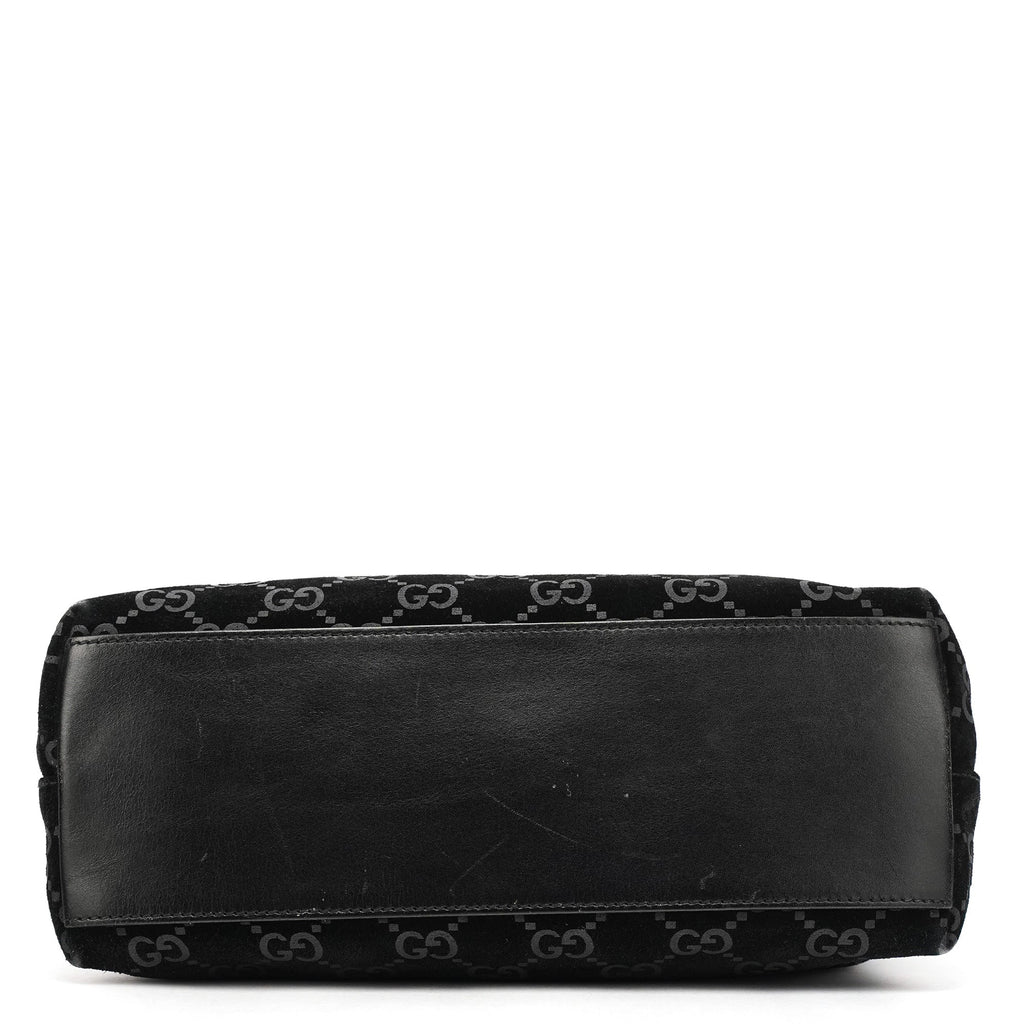 1997 Black GG Suede Shoulder Bag