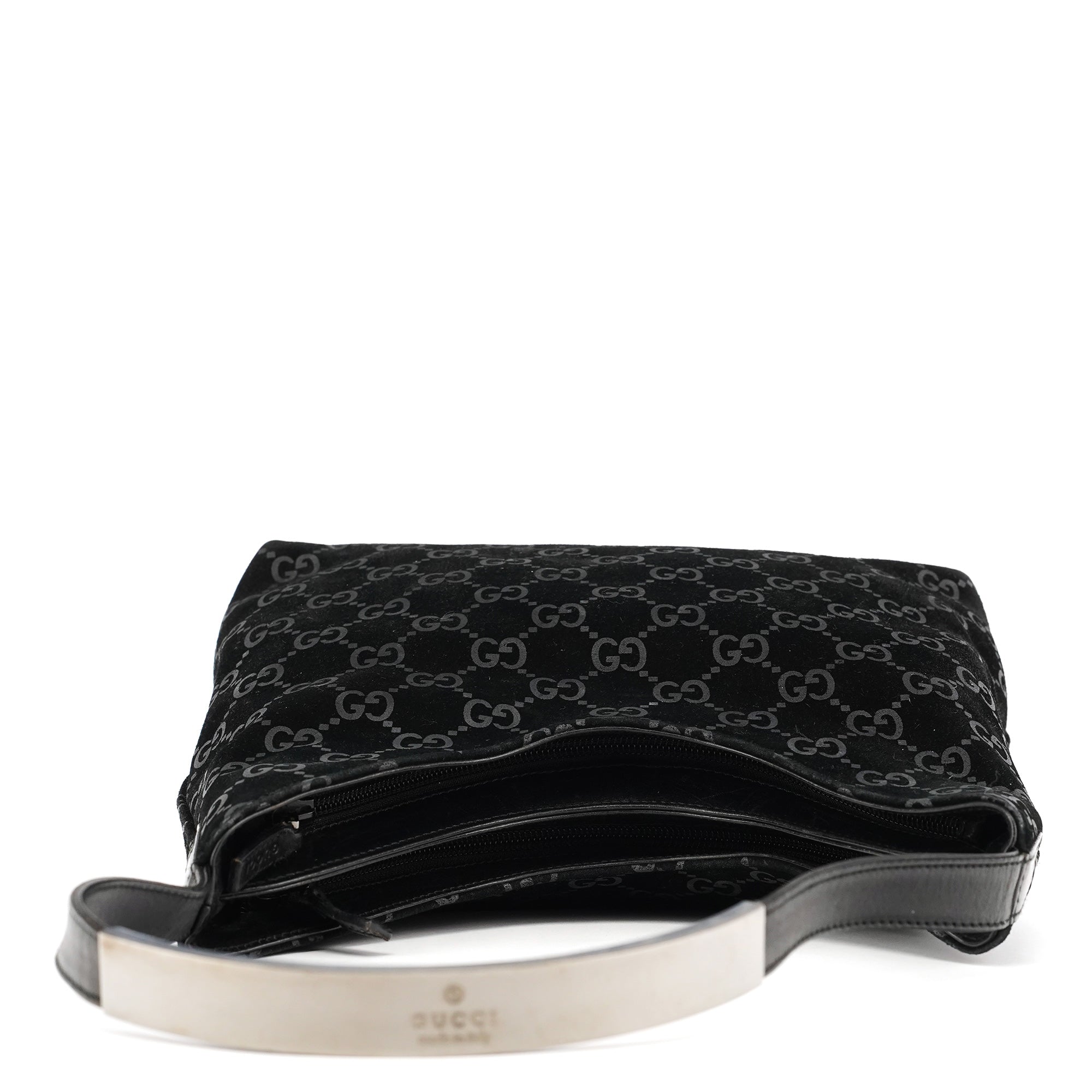 1997 Black GG Suede Shoulder Bag