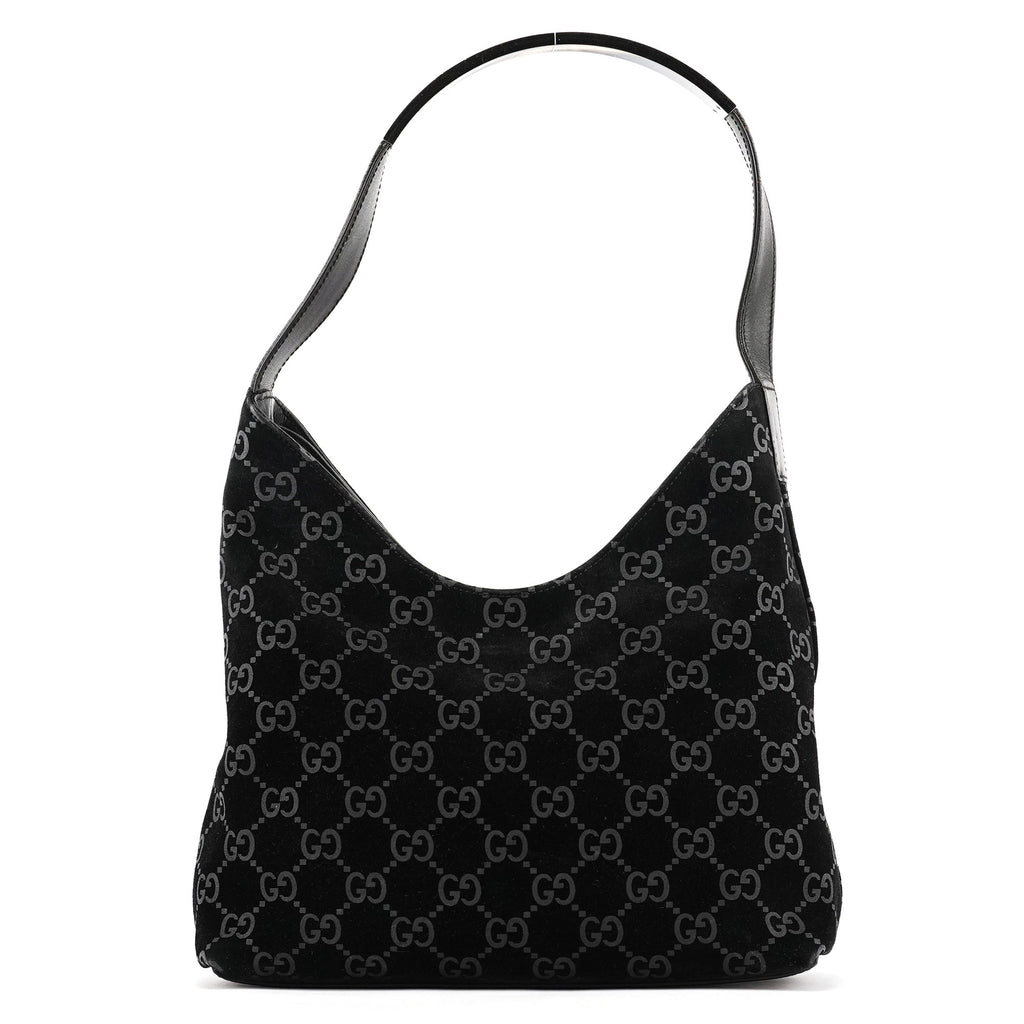 1997 Black GG Suede Shoulder Bag
