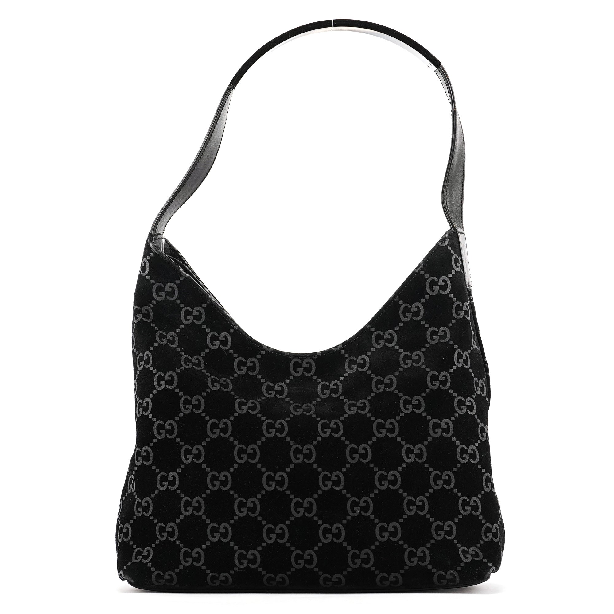1997 Black GG Suede Shoulder Bag