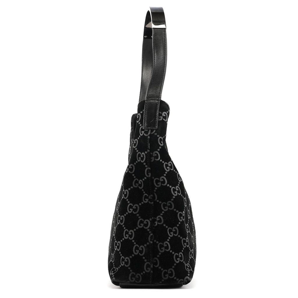 1997 Black GG Suede Shoulder Bag