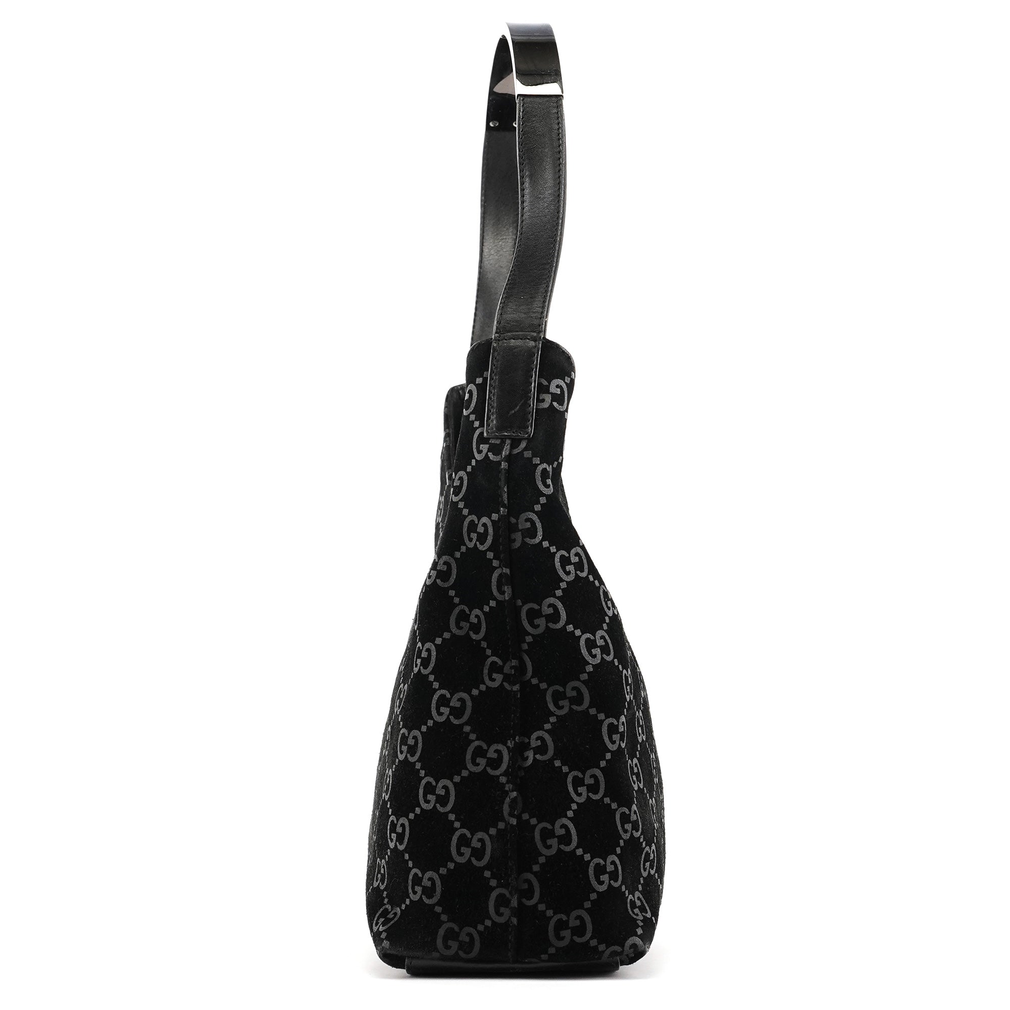 1997 Black GG Suede Shoulder Bag