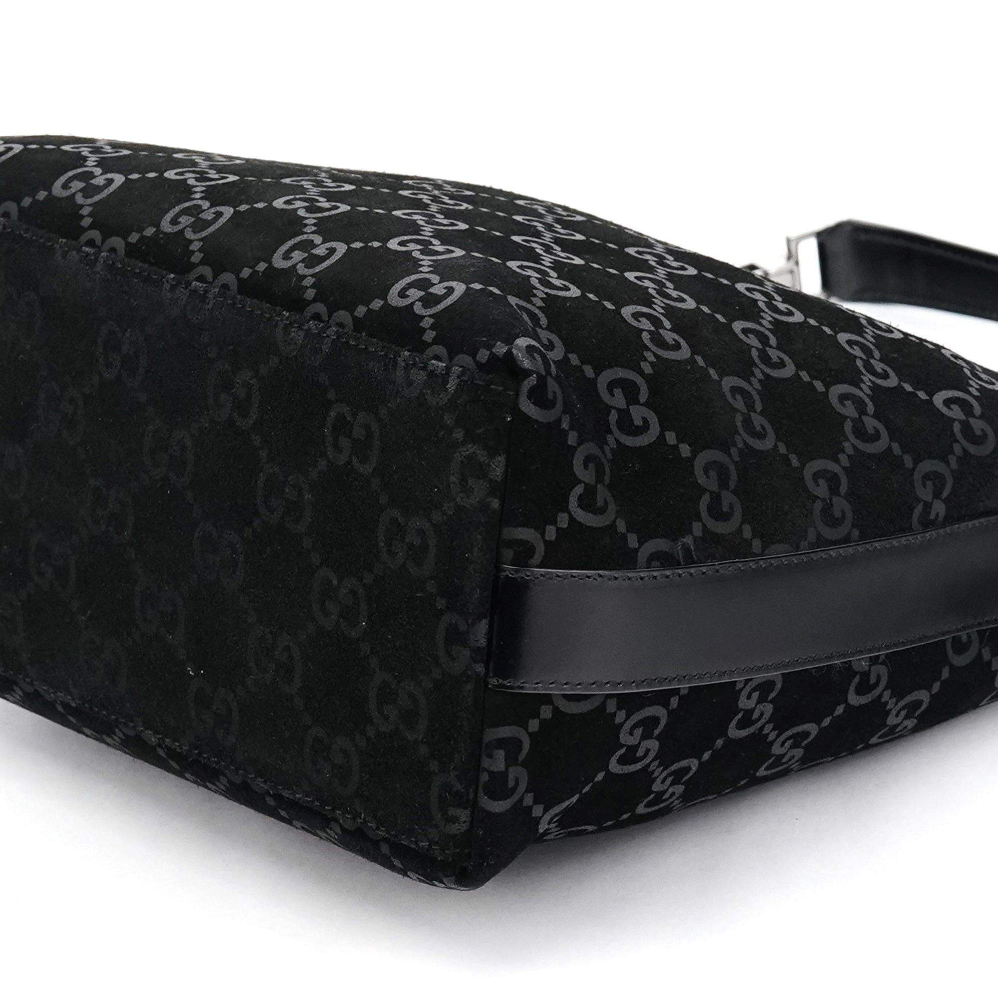 1997 Black GG Suede Shoulder Bag