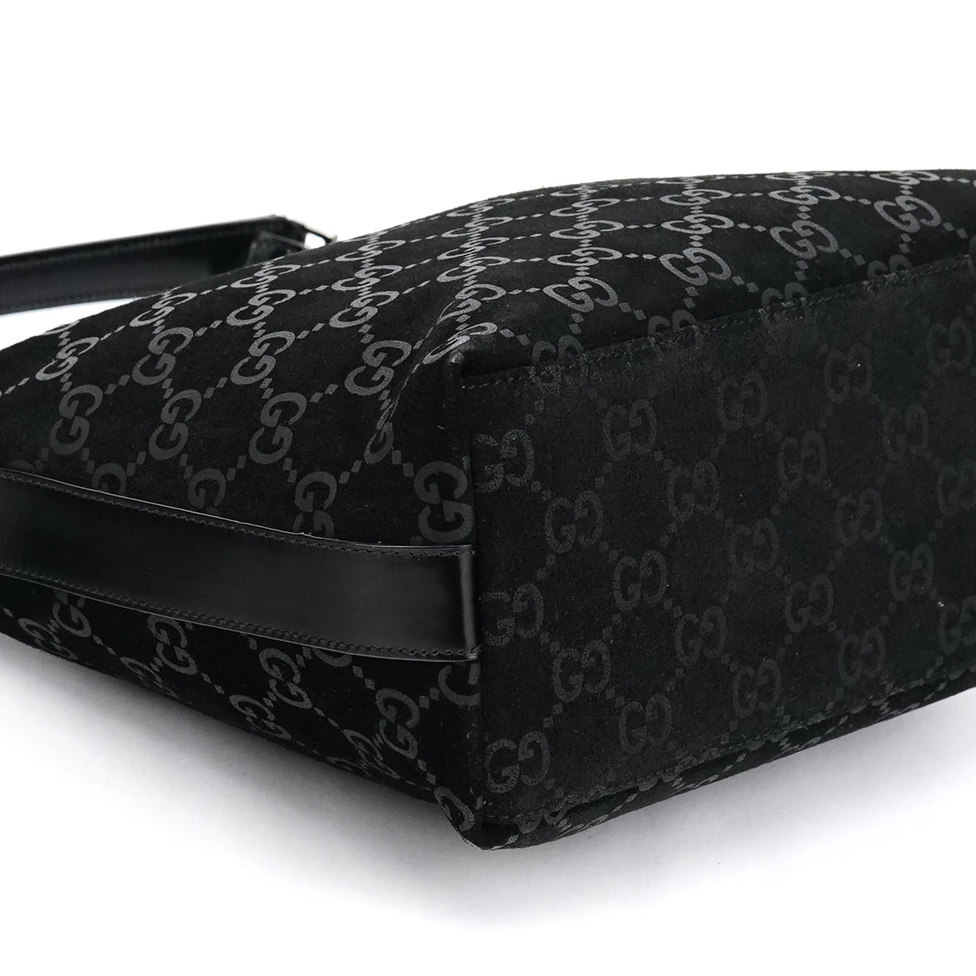 1997 Black GG Suede Shoulder Bag