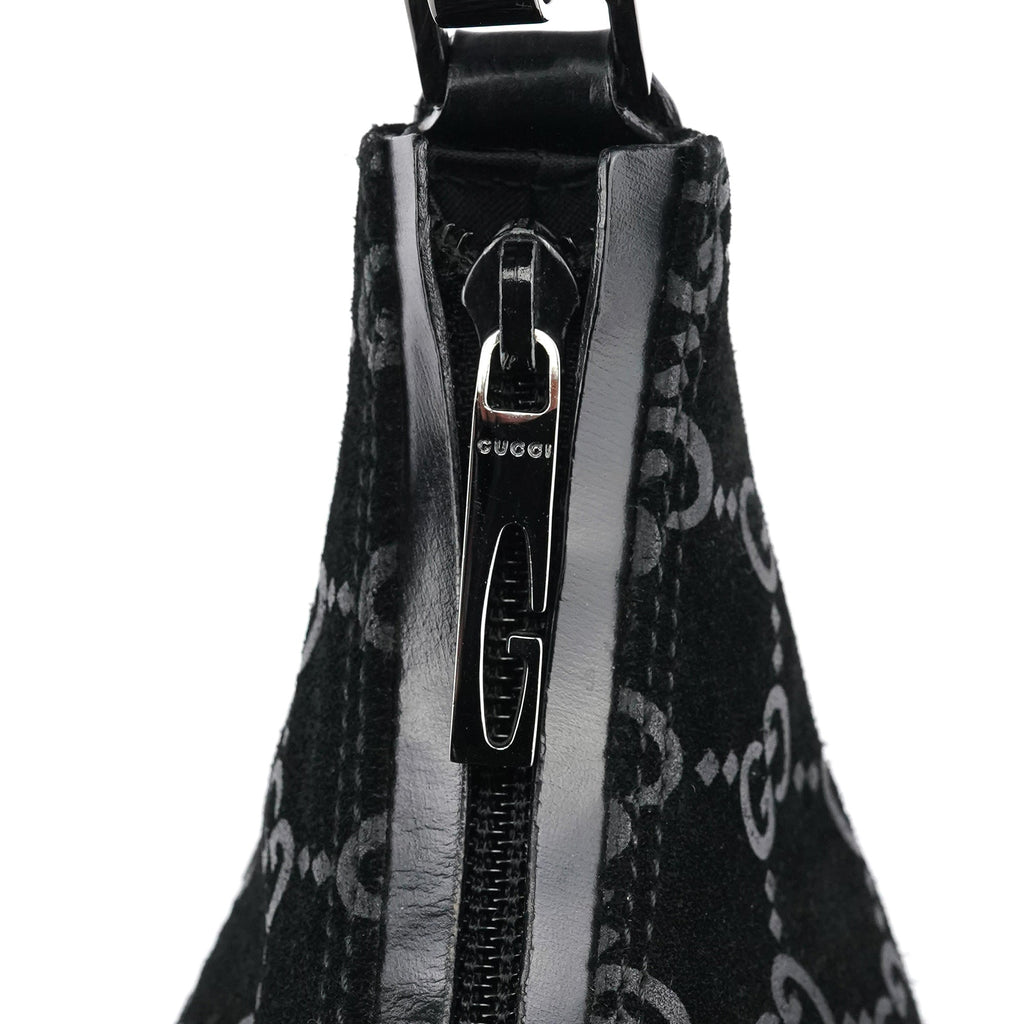 1997 Black GG Suede Shoulder Bag