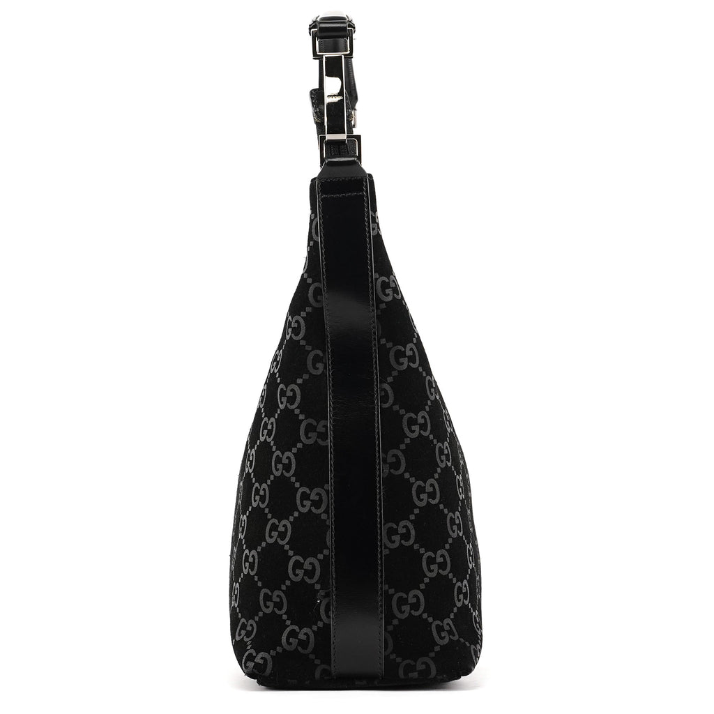 1997 Black GG Suede Shoulder Bag