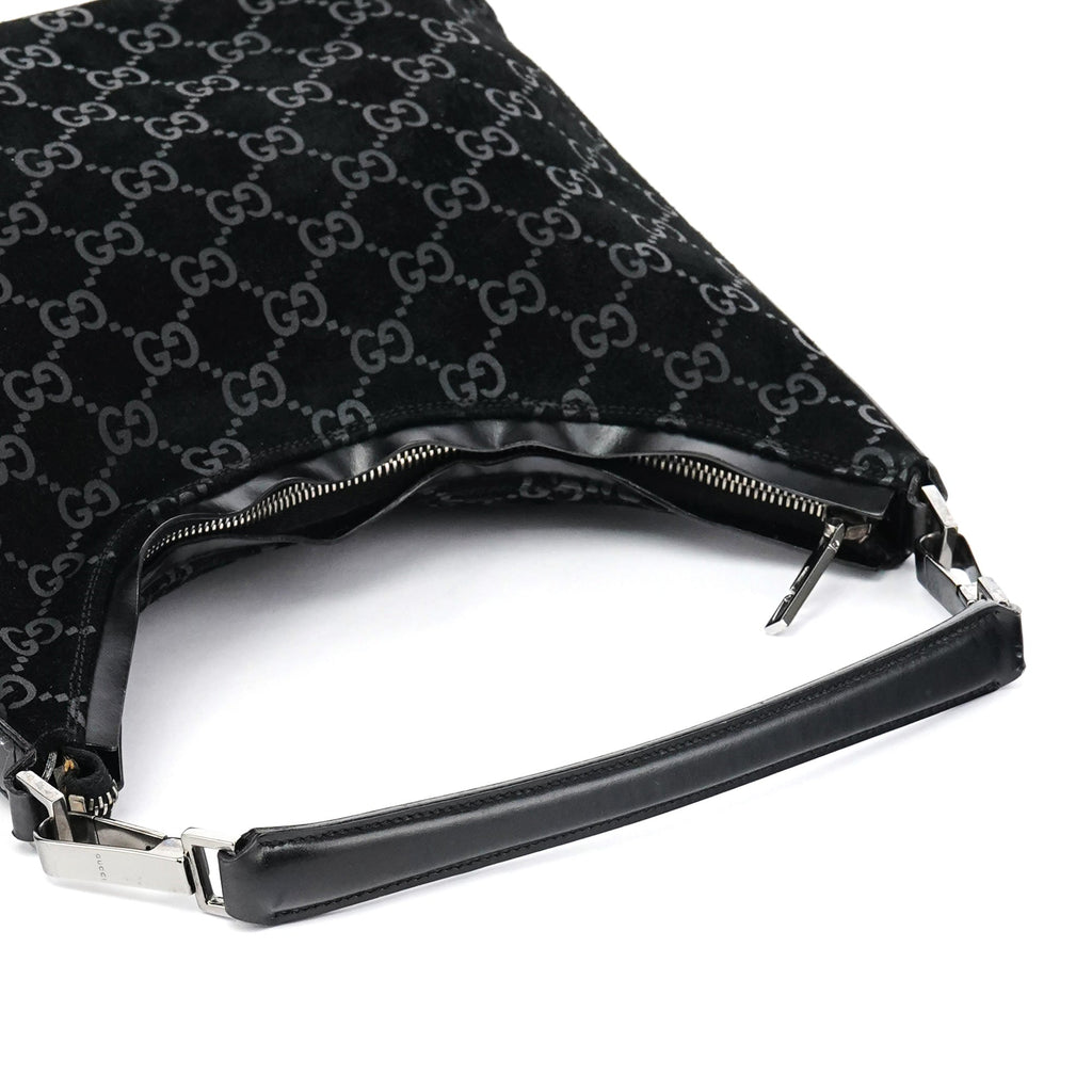 1997 Black GG Suede Shoulder Bag
