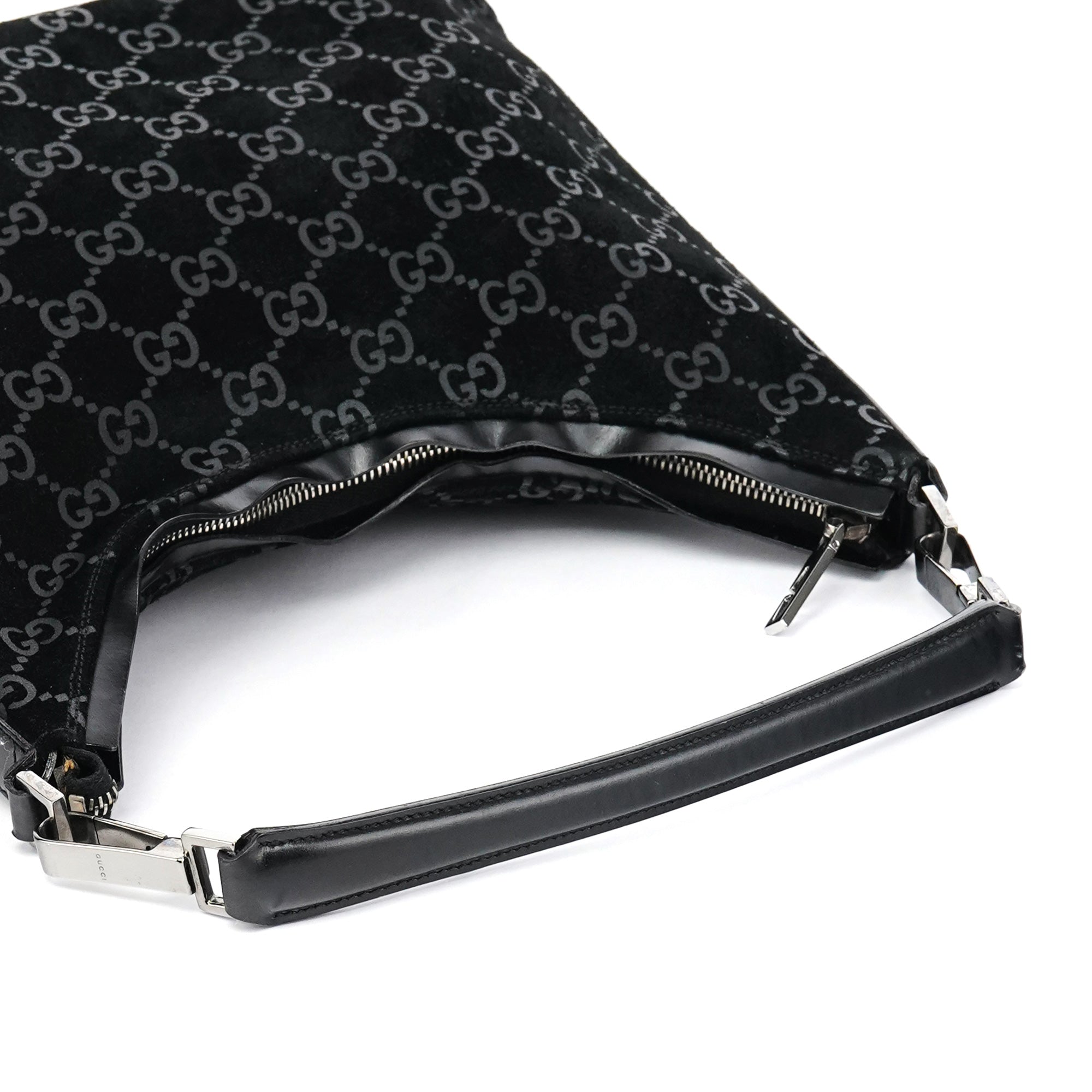 1997 Black GG Suede Shoulder Bag