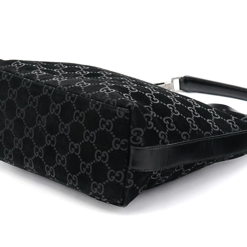 1997 Black GG Suede Shoulder Bag
