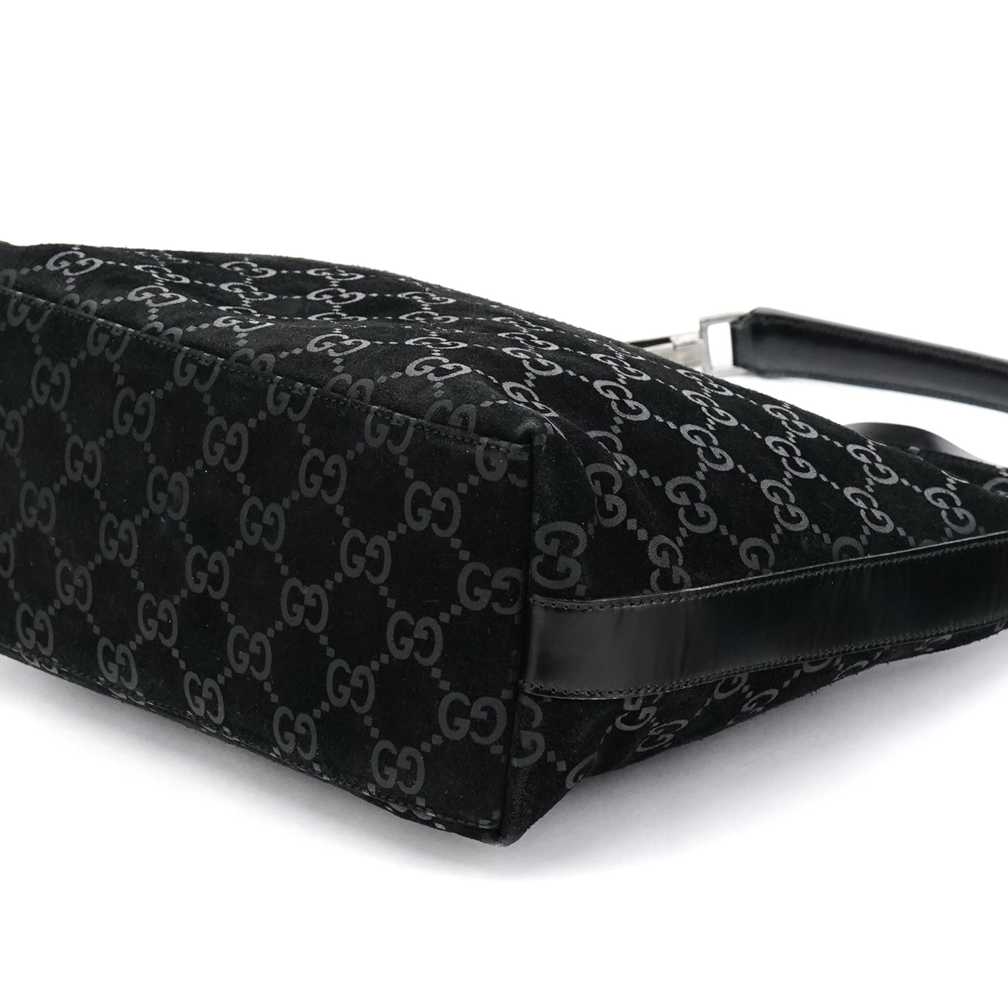 1997 Black GG Suede Shoulder Bag