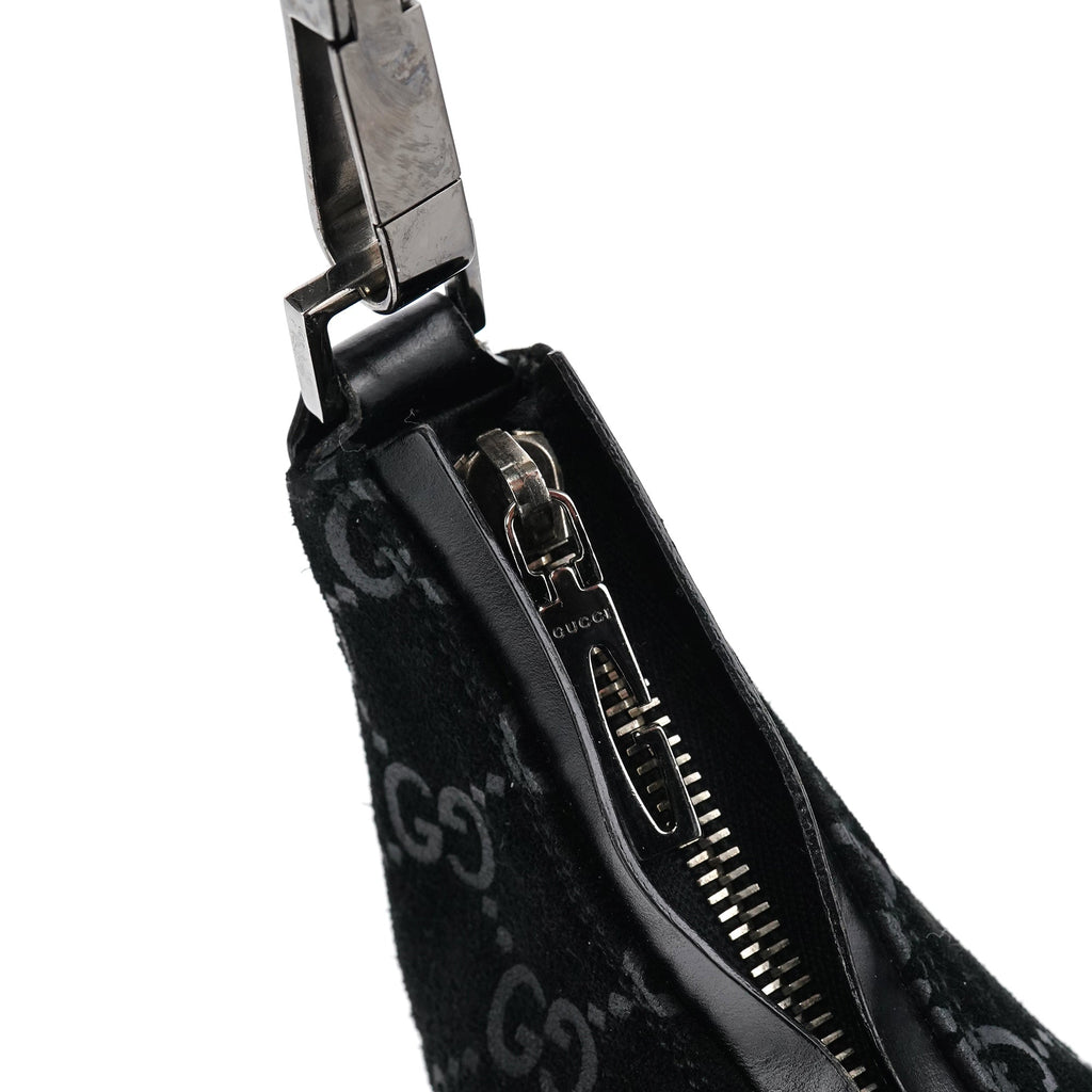 1997 Black GG Suede Shoulder Bag
