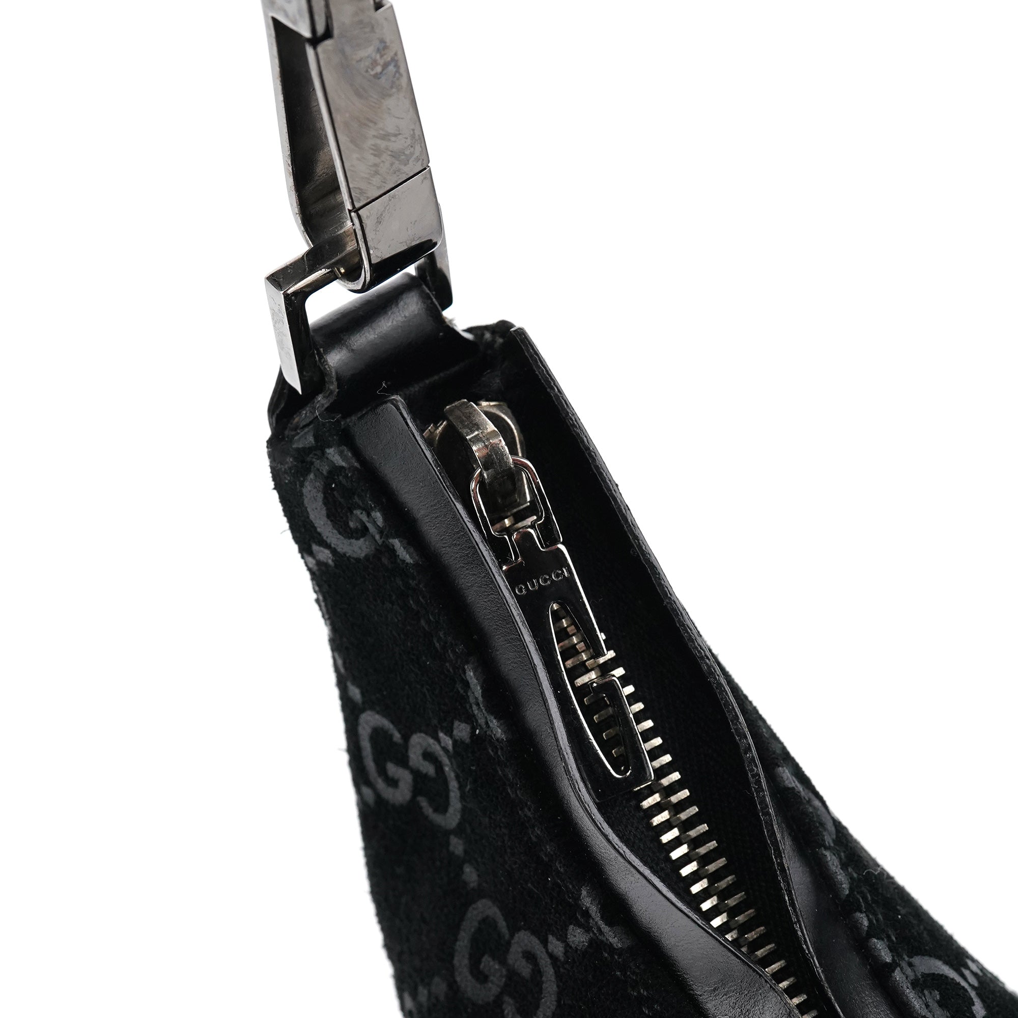 1997 Black GG Suede Shoulder Bag