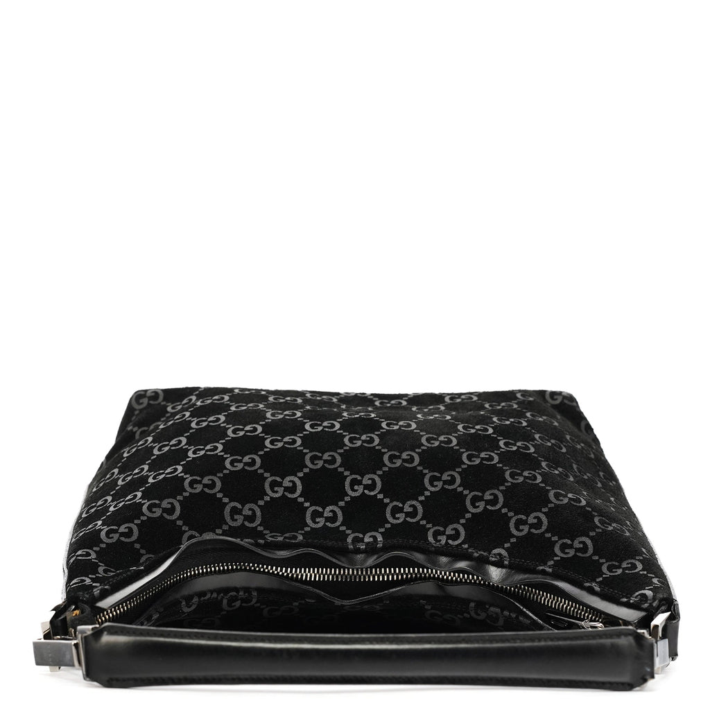 1997 Black GG Suede Shoulder Bag