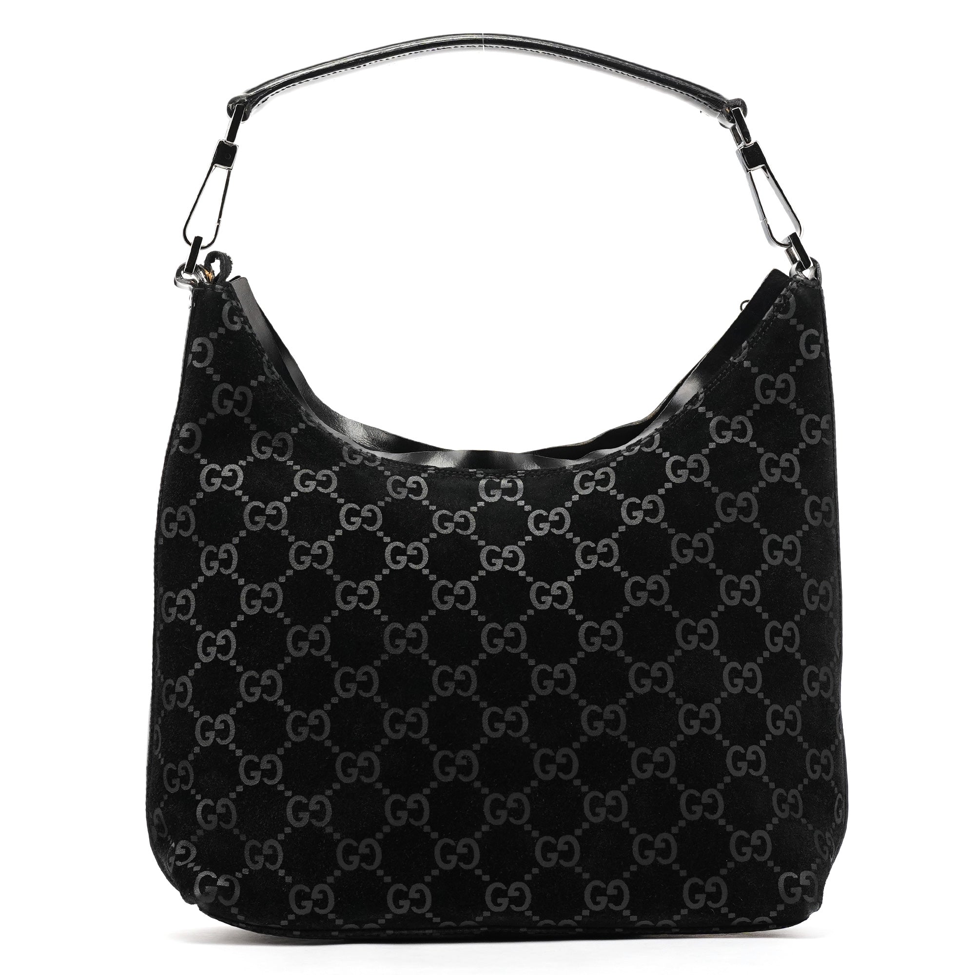 1997 Black GG Suede Shoulder Bag