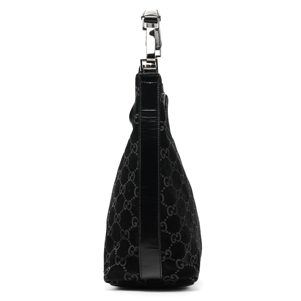 1997 Black GG Suede Shoulder Bag