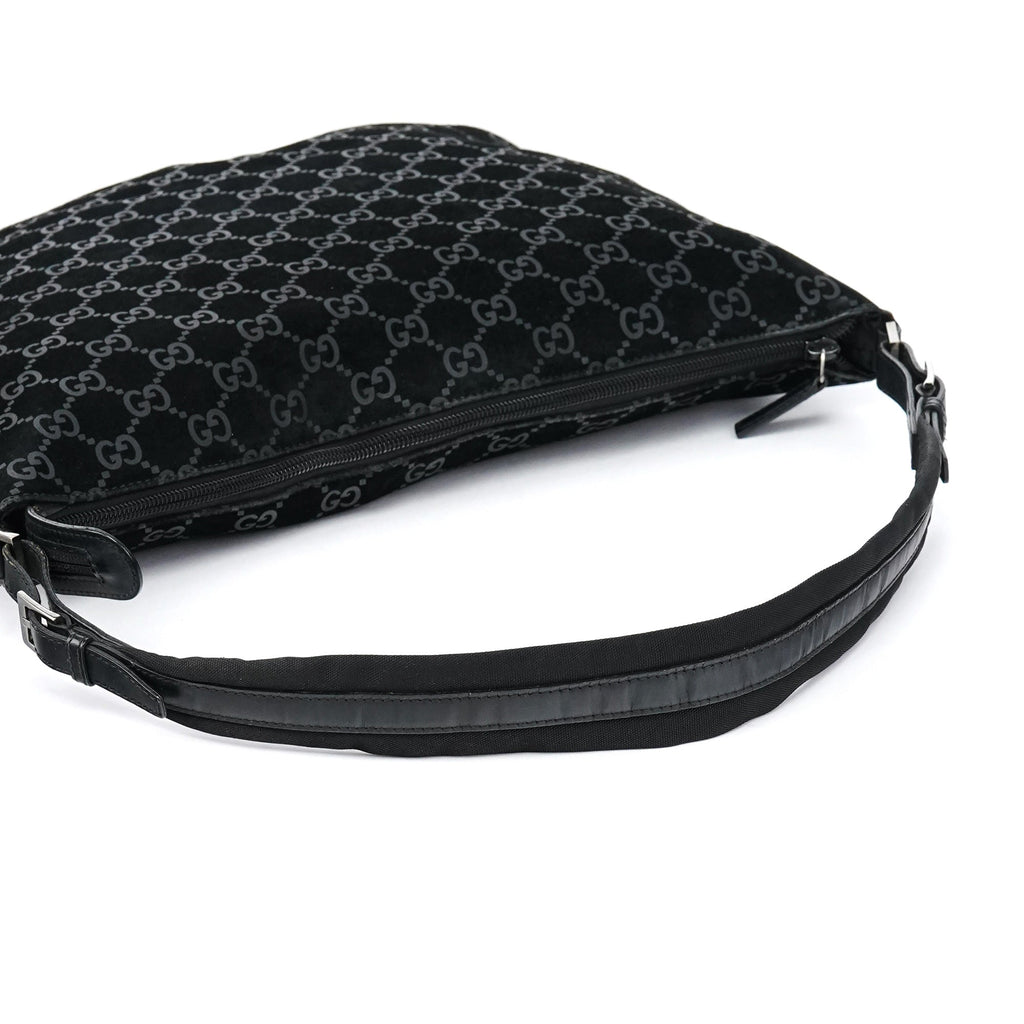 1997 Black GG Suede Shoulder Bag