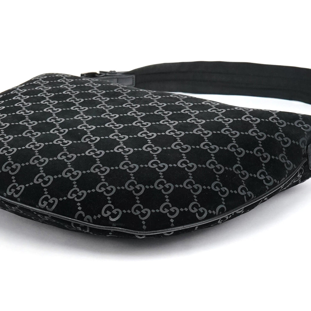 1997 Black GG Suede Shoulder Bag