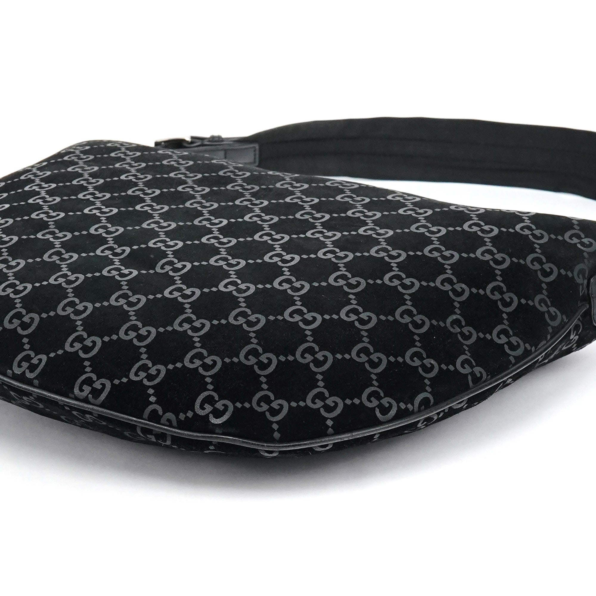 1997 Black GG Suede Shoulder Bag
