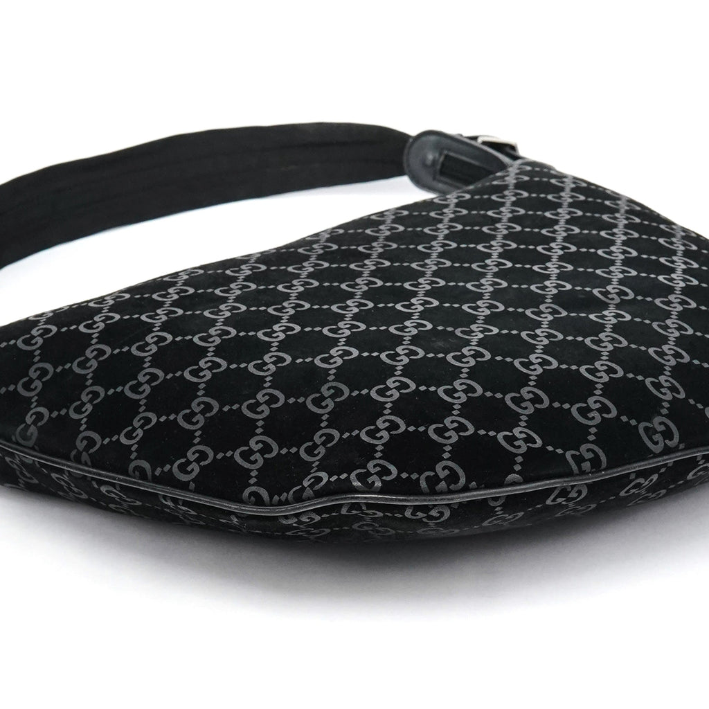 1997 Black GG Suede Shoulder Bag