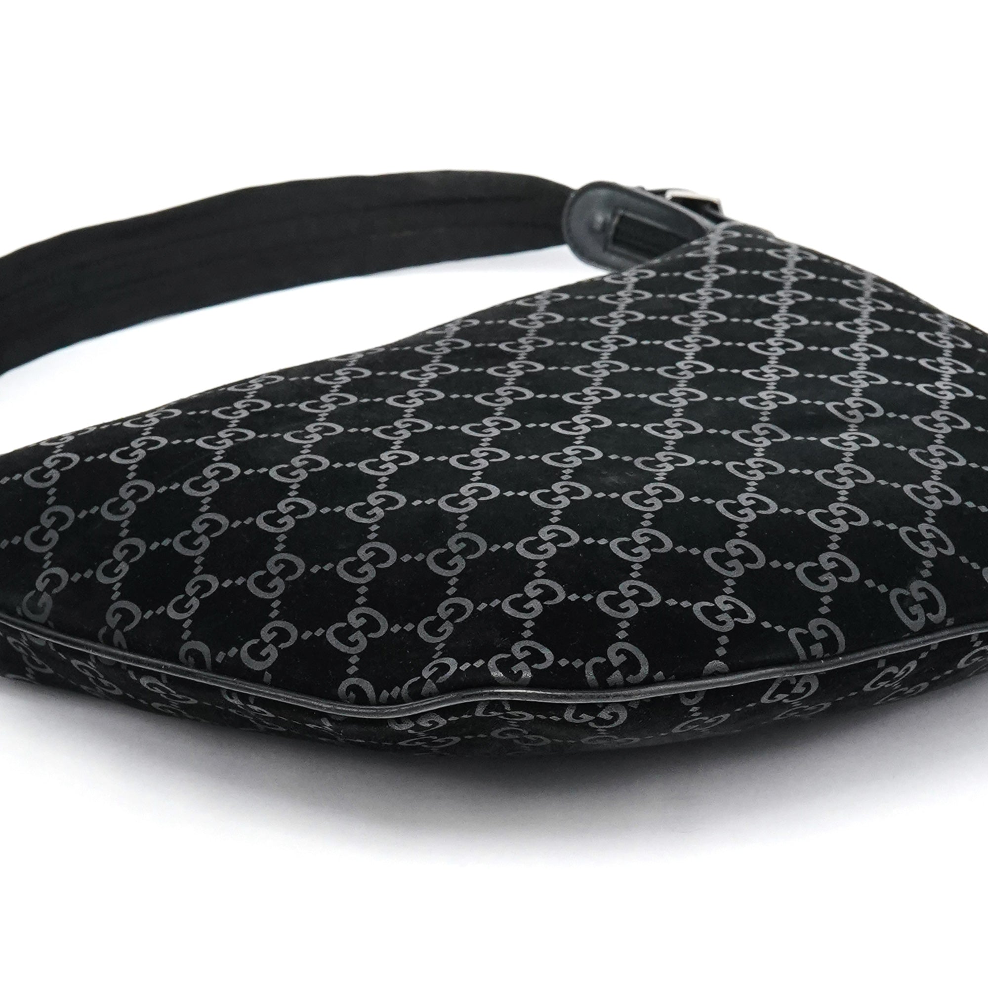 1997 Black GG Suede Shoulder Bag