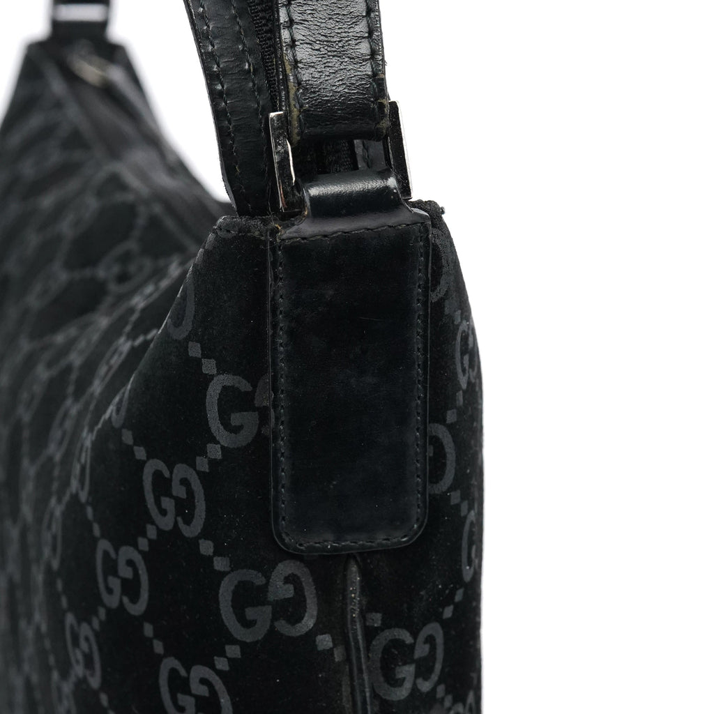1997 Black GG Suede Shoulder Bag