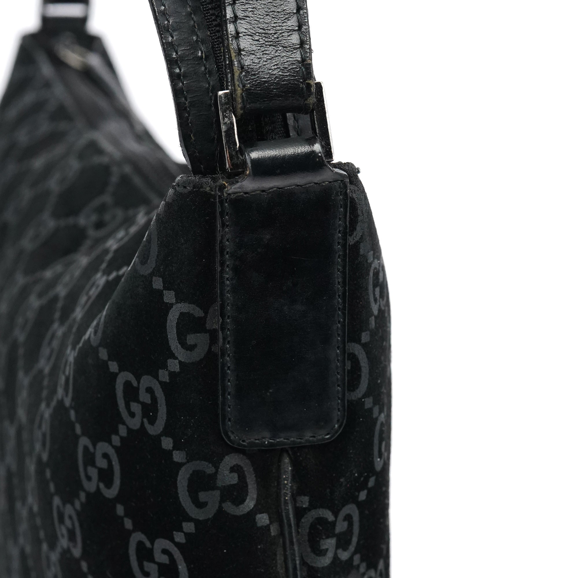 1997 Black GG Suede Shoulder Bag